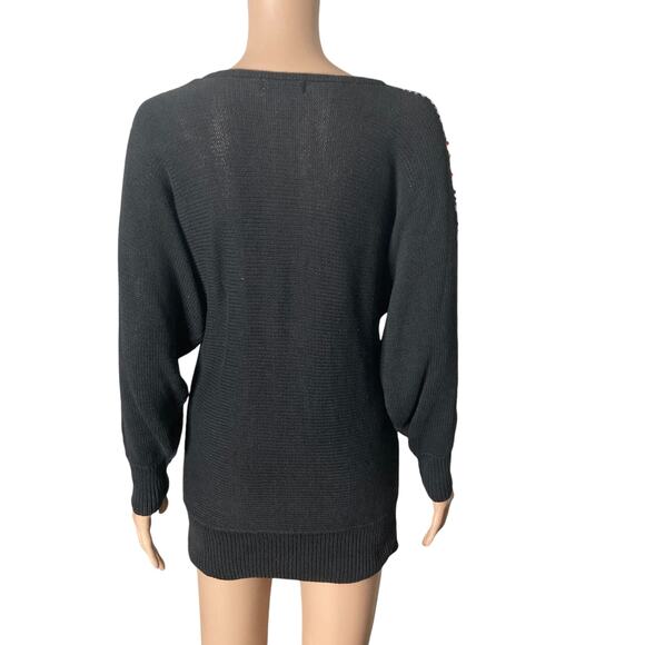 Vintage Victoria Jones Christmas Sweater Womens Sm Black Purple Beaded Sequins - Picture 2 of 13